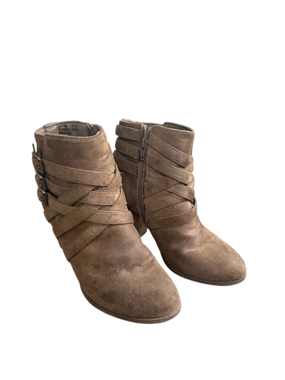 Charlotte Russe Olive Suede Strappy Ankle Booties - Picture 2 of 5